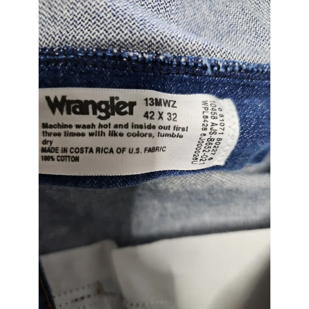 Wrangler 13MWZ Cowboy Cut Mens Jeans 42x32 NWOT Dark Blue Rigid Denim Workwear